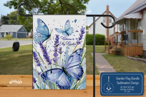 Batterfly Summer Spring Garden Flag Png for Graphics and Crafts