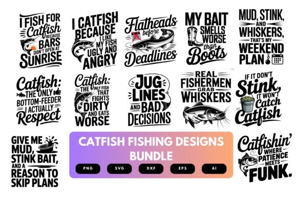 Catfish Fishing SVG Bundle for Graphics and Crafts