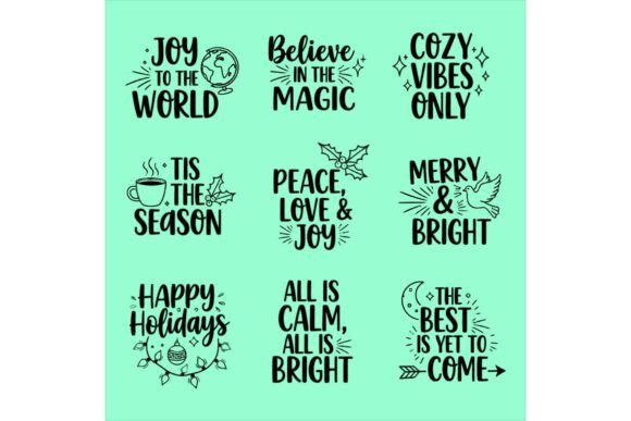 Christmas Themed Inspirational Quote Set for Graphics and Crafts