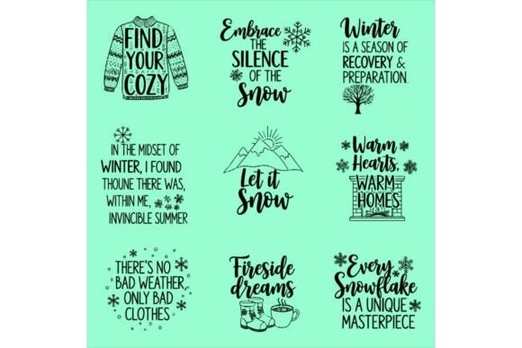 Cozy Winter Season Quote Craft Bundle for Graphics and Crafts