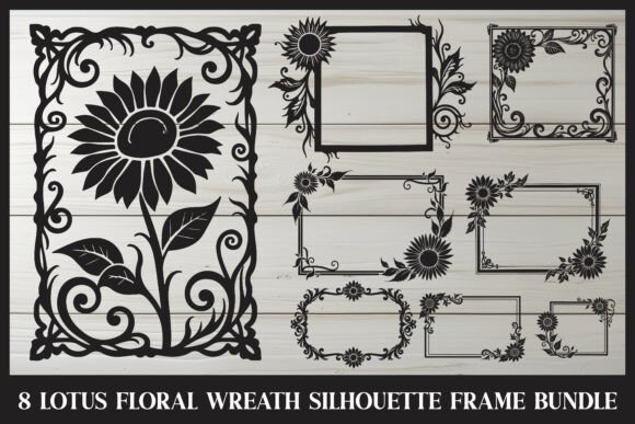 Elegant Lotus Wreath Frame Set for Graphics and Crafts