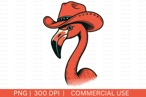 Flamingo, Western Cowgirl PNG Graphics for Crafts