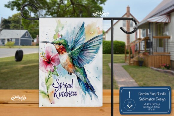 Hummingbird Summer Spring Garden Flag Graphics for Crafts