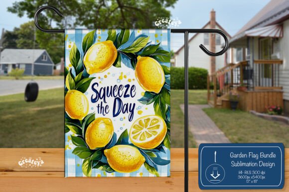 Lemon Summer Beach Garden Flag Png for Graphics and Crafts