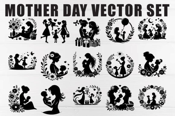 Mother's Day Silhouette Vector for Graphics and Crafts