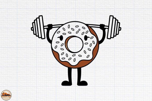 Weightlifting Donut, Funny Gym Workout Graphics for Crafts